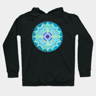 AQUA LOTUS SKY MANDALA, FLOWER LEAF MANDALA, TURQUOISE LOVERS MANDALA Hoodie